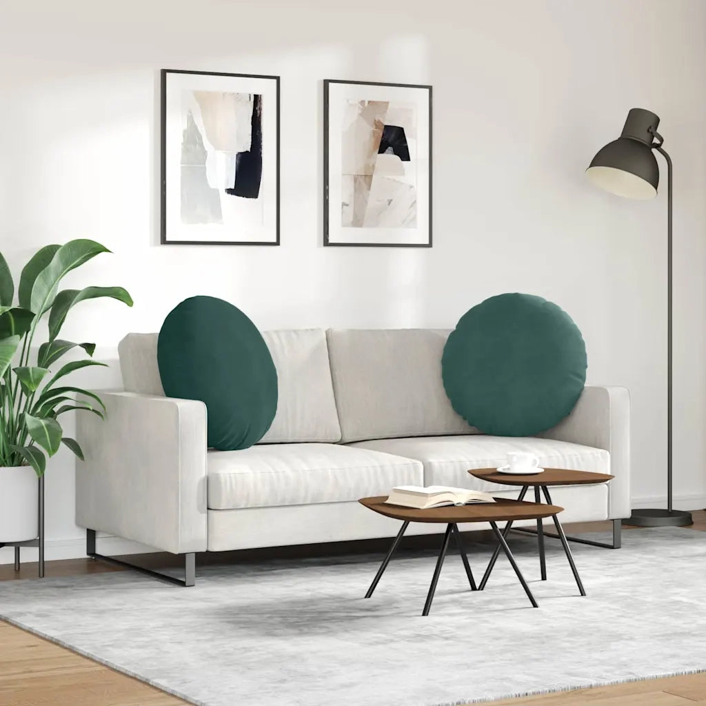 Cuscini per Seduta 2 pcs Verde Scuro Ø60 x 21 cm Velluto 42014213