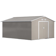 EasyComfort Casetta da Giardino con Porte Scorrevoli e Tetto Inclinato, in Acciaio, 340x386x200 cm, Grigio