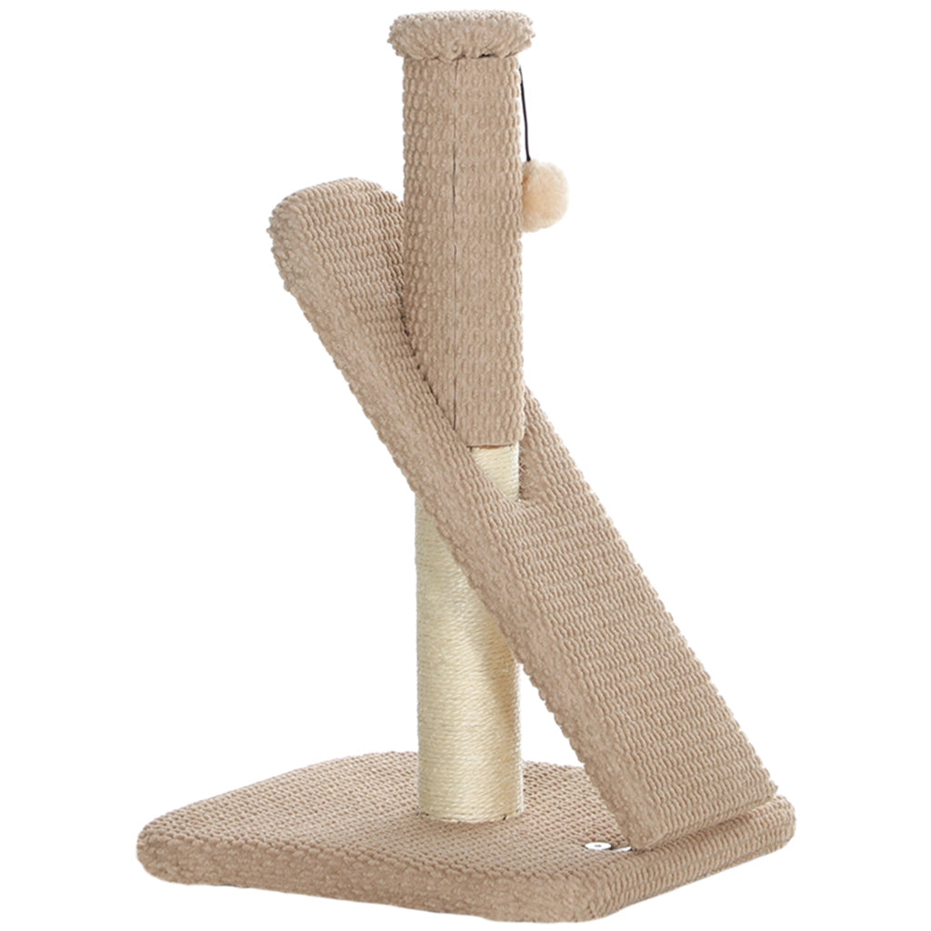 Tiragraffi per Gatti con Palla e Struttura in Sisal ¨C Minimal ¨C Marrone Chiaro 54 cm