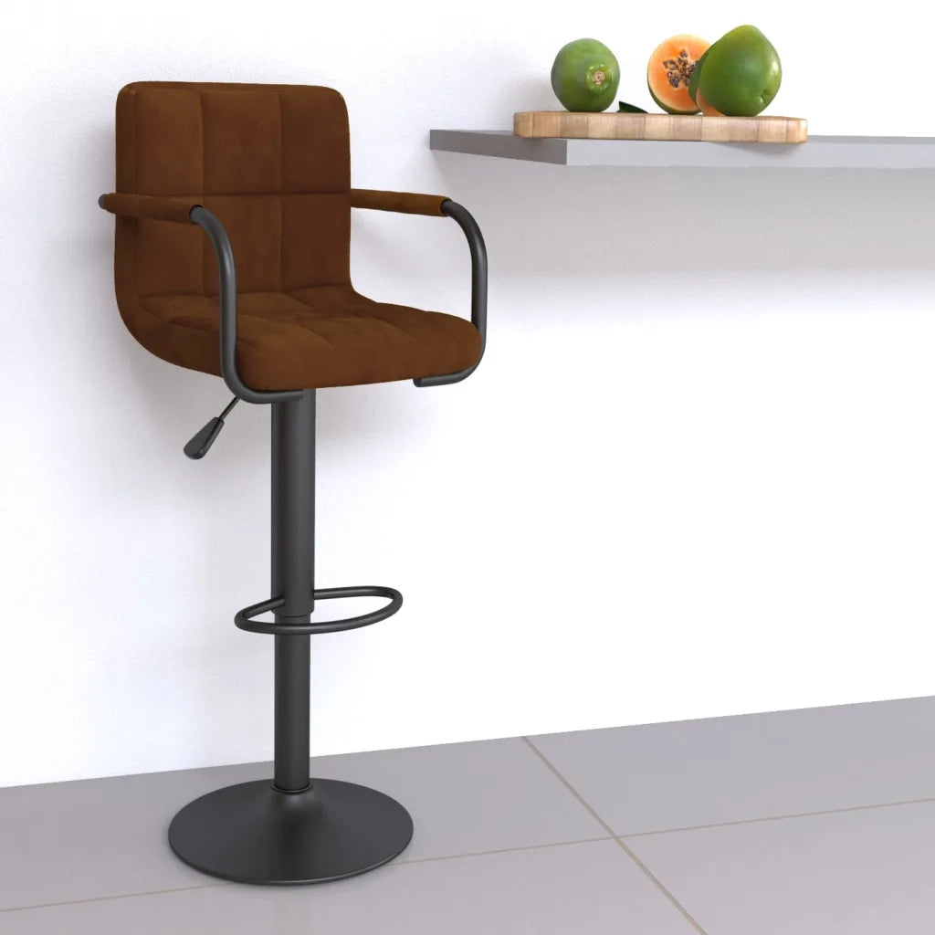 Sgabello da Bar Marrone in Velluto 334646