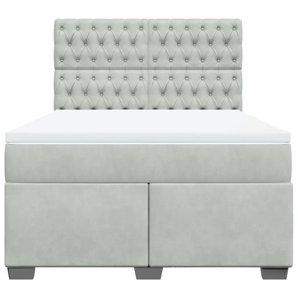 Giroletto a Molle con Materasso Grigio Chiaro 140x190cm Velluto 3290912