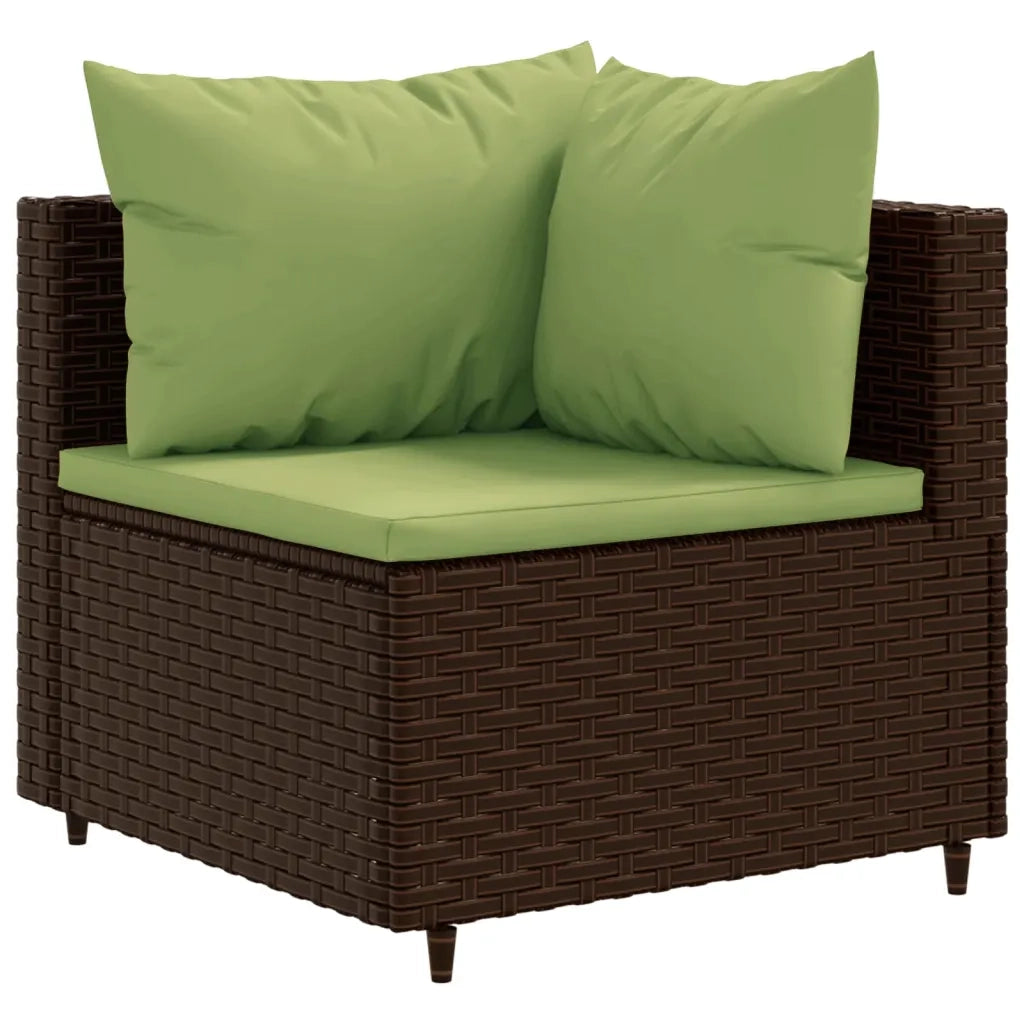 Set Mobili da Giardino 6pz con Cuscini in Polyrattan Marrone 3308022