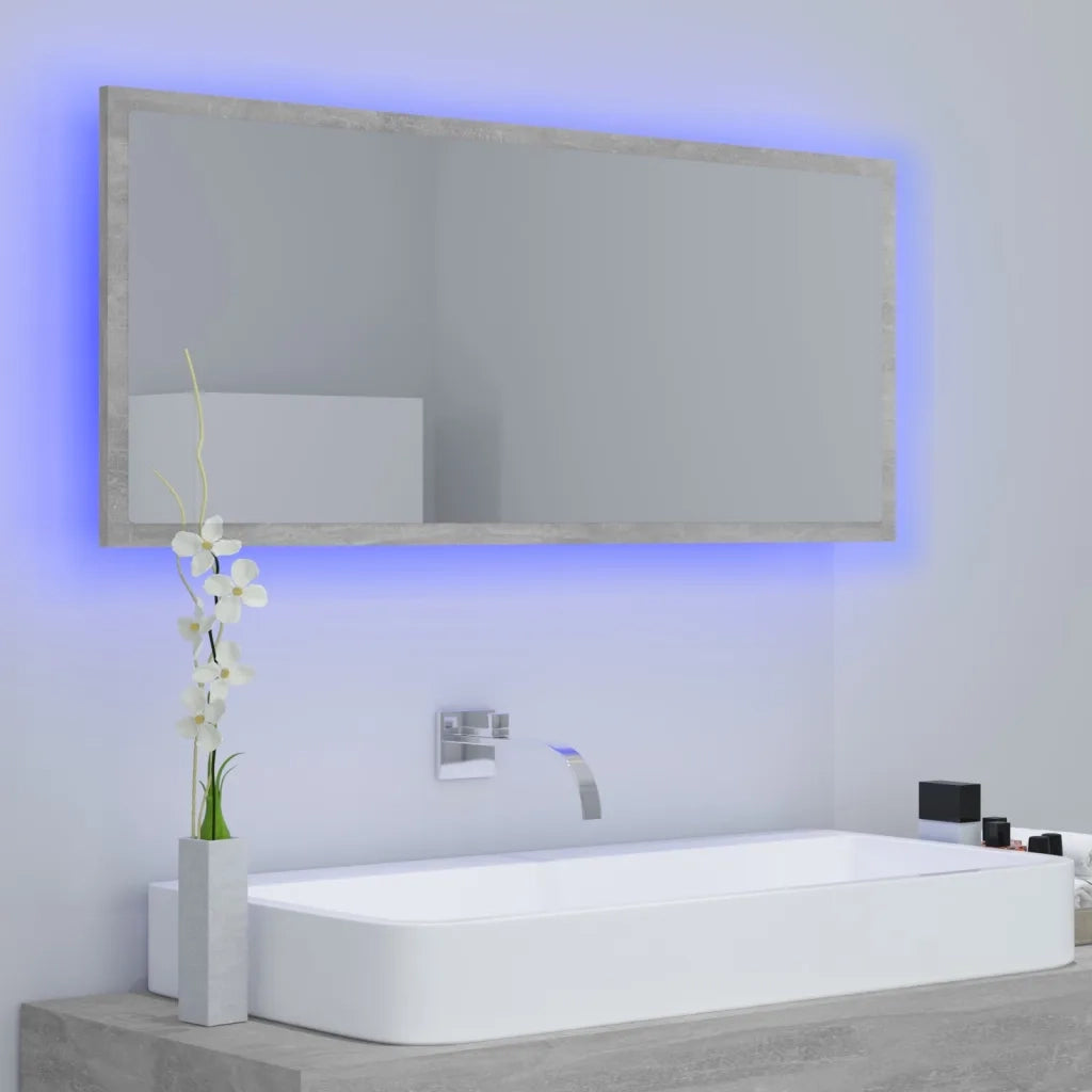 Specchio da Bagno a LED-Specchio per Bagno Grigio 100x8,5x37 cm in Acrilico