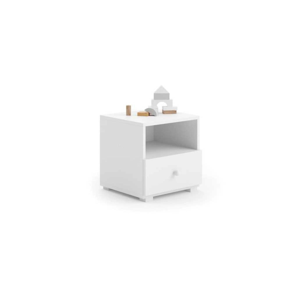 Comodino per cameretta Emi bianco con cassetto