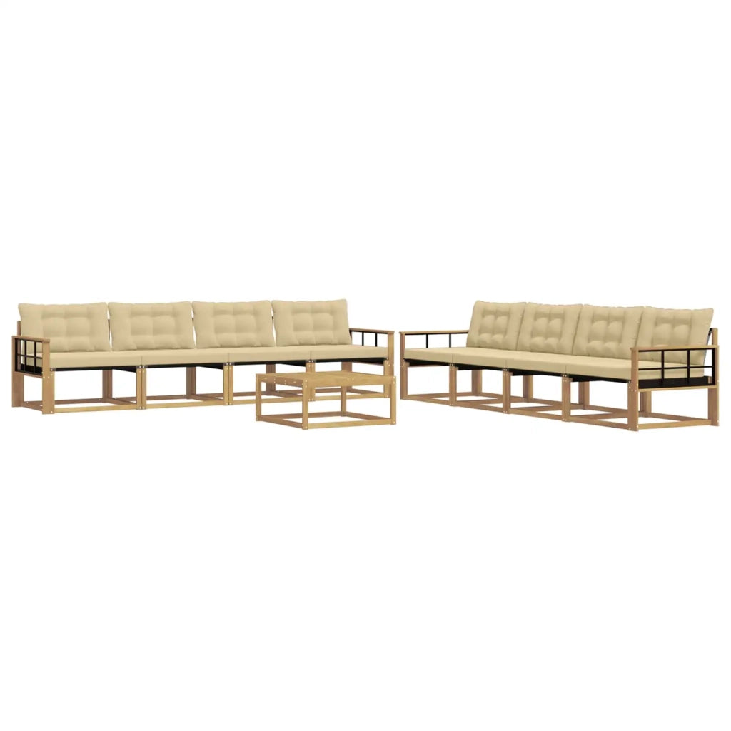 Set di divani da esterno 9 pz Bianco e Beige 3388547