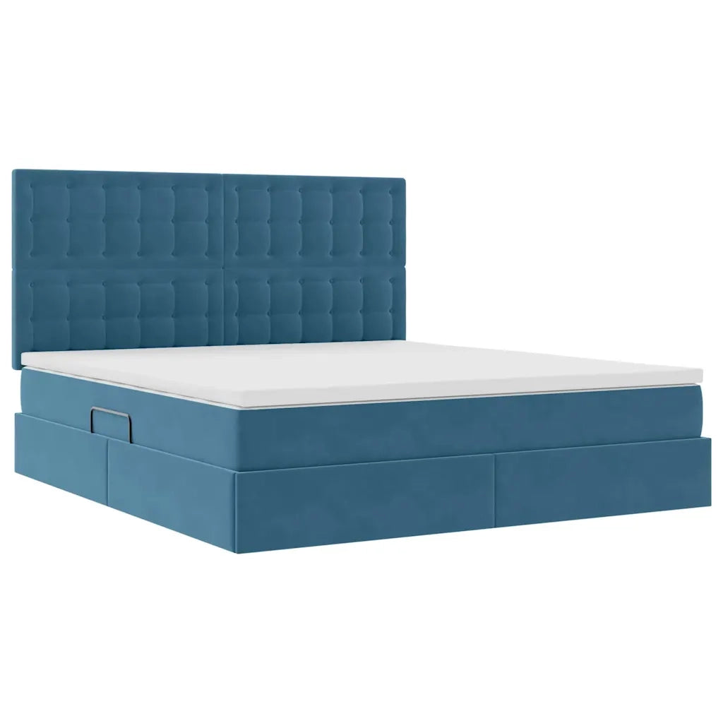 Letto con contenitore e materasso Blu Scuro 160 x 200 cm