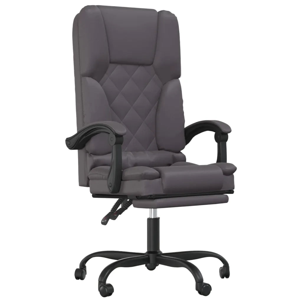 Poltrona da Ufficio Massaggiante Reclinabile Grigio Similpelle 349689