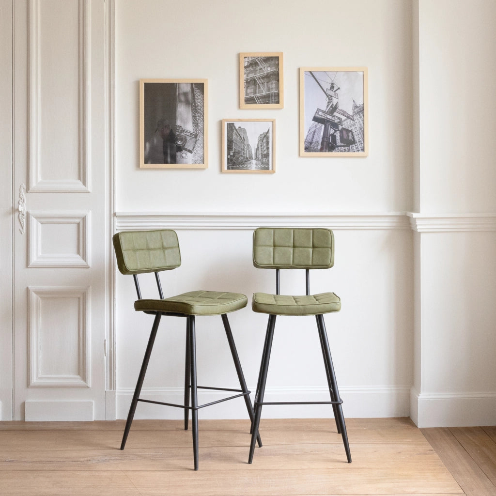 Set di 2 sgabelli da bar in similpelle verde FERNAND