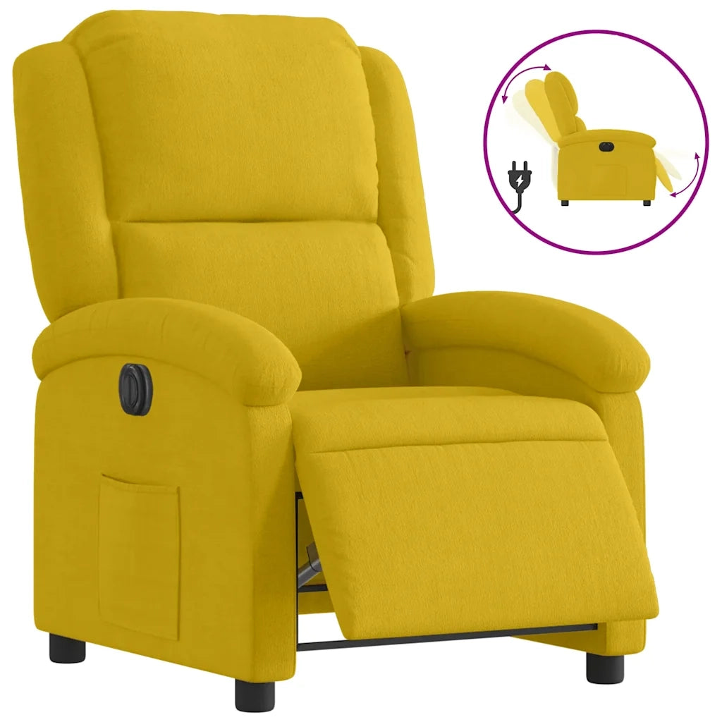 Poltrona Reclinabile Elettrica Gialla in Velluto 3204285