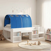 Letto con Tunnel 3 pcs Bianco e Blu Legno ingegnerizzato