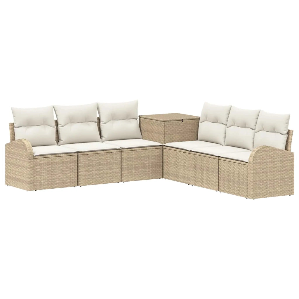 Set di divani 7 pz Beige e Bianco Crema 3448708