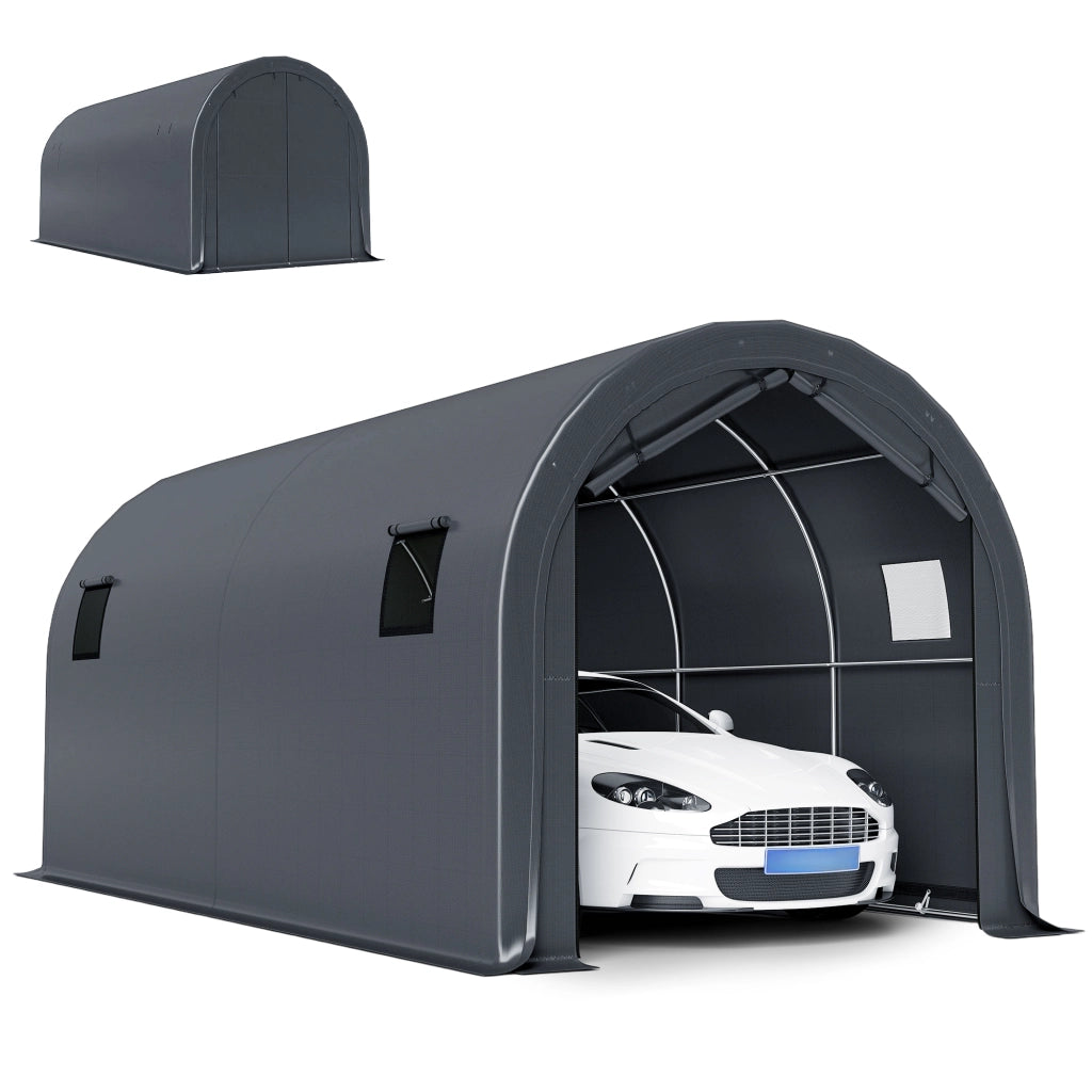 Garage Esterno per Auto 3x6 m Impermeabile ¨C Minimal ¨C Grigio Scuro