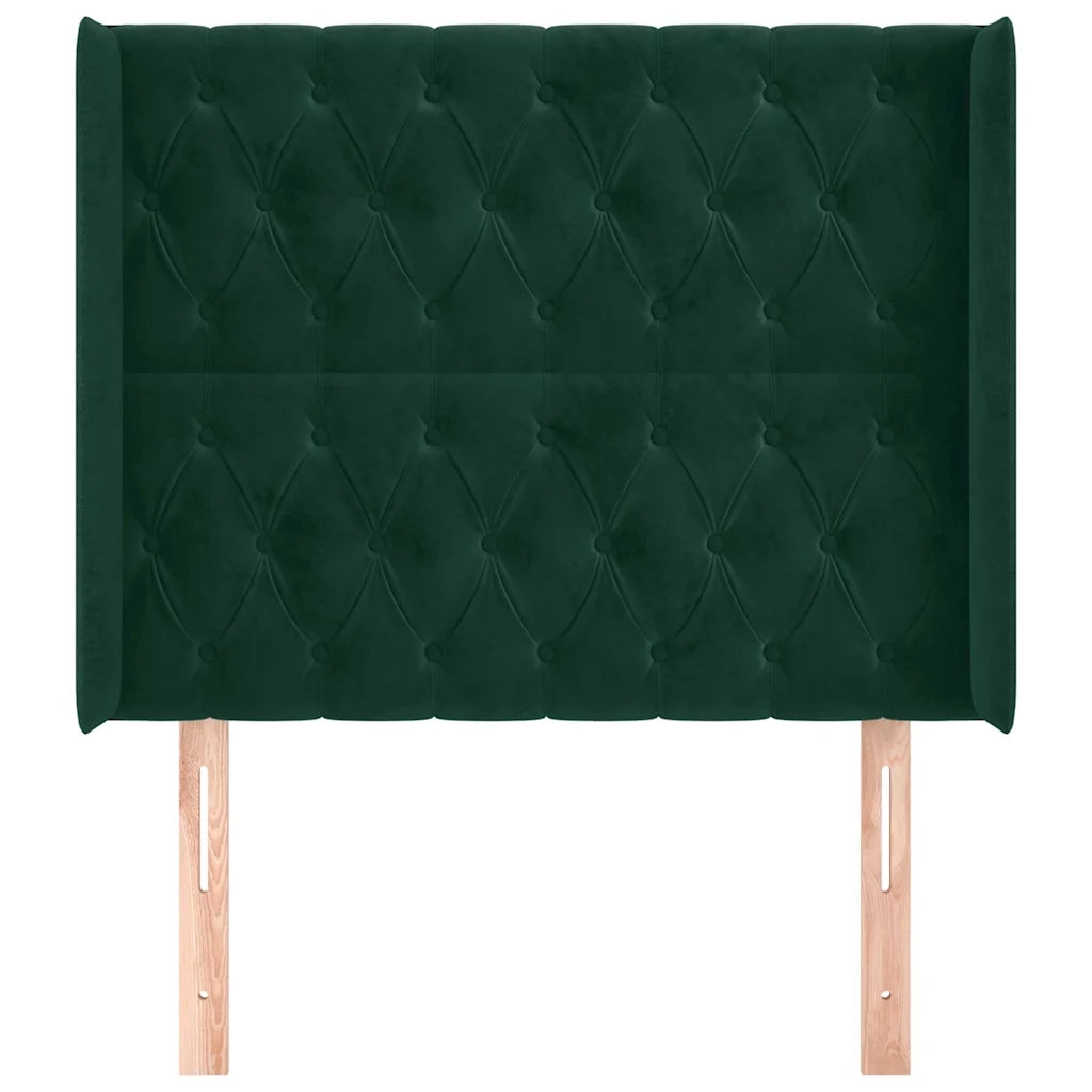 Testiera ad Orecchio Verde Scuro 103x16x118/128cm in Velluto 3119961