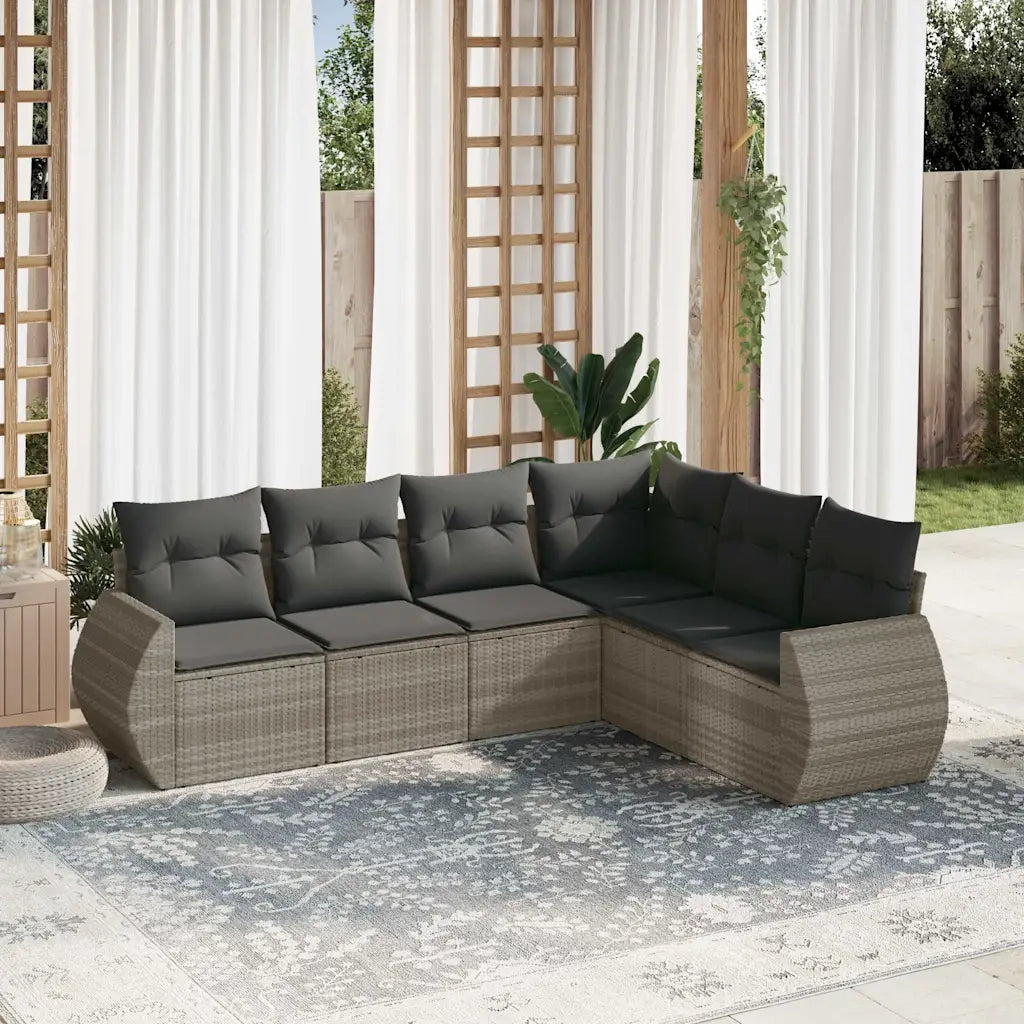 Set Divano da Giardino 6pz con Cuscini Grigio Chiaro Polyrattan 3253749