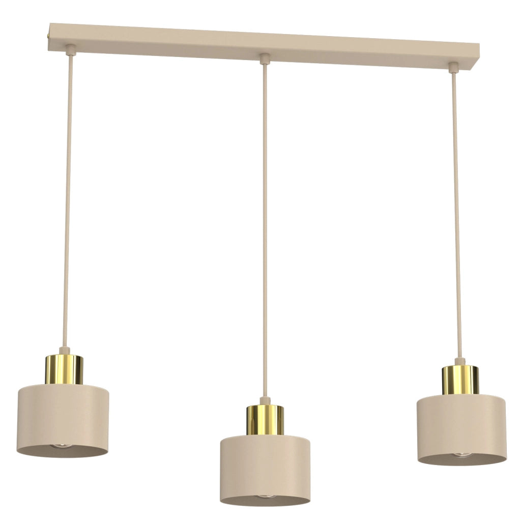 Lampada sospesa minimalista Parkla 3xE27 beige oro cilindri