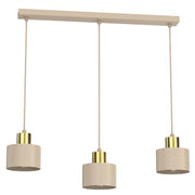 Lampada sospesa minimalista Parkla 3xE27 beige oro cilindri