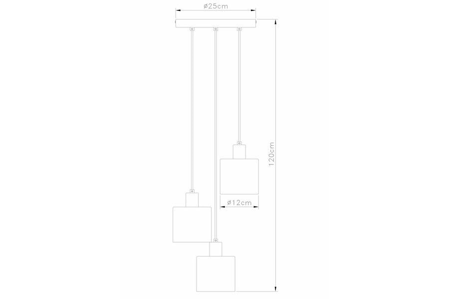Lampada sospensione Elmo cromo 3 vetri E14 40W Reality