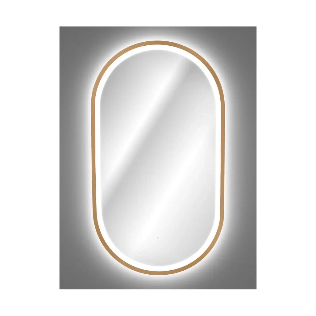 Specchio bagno LED dorato ovale 90x50 cm design