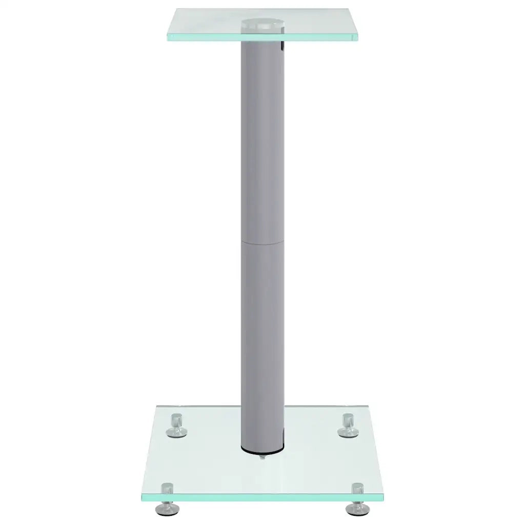 Pedane Casse 2pz Argento Vetro Temperato Design a 1 Pilastro 51809