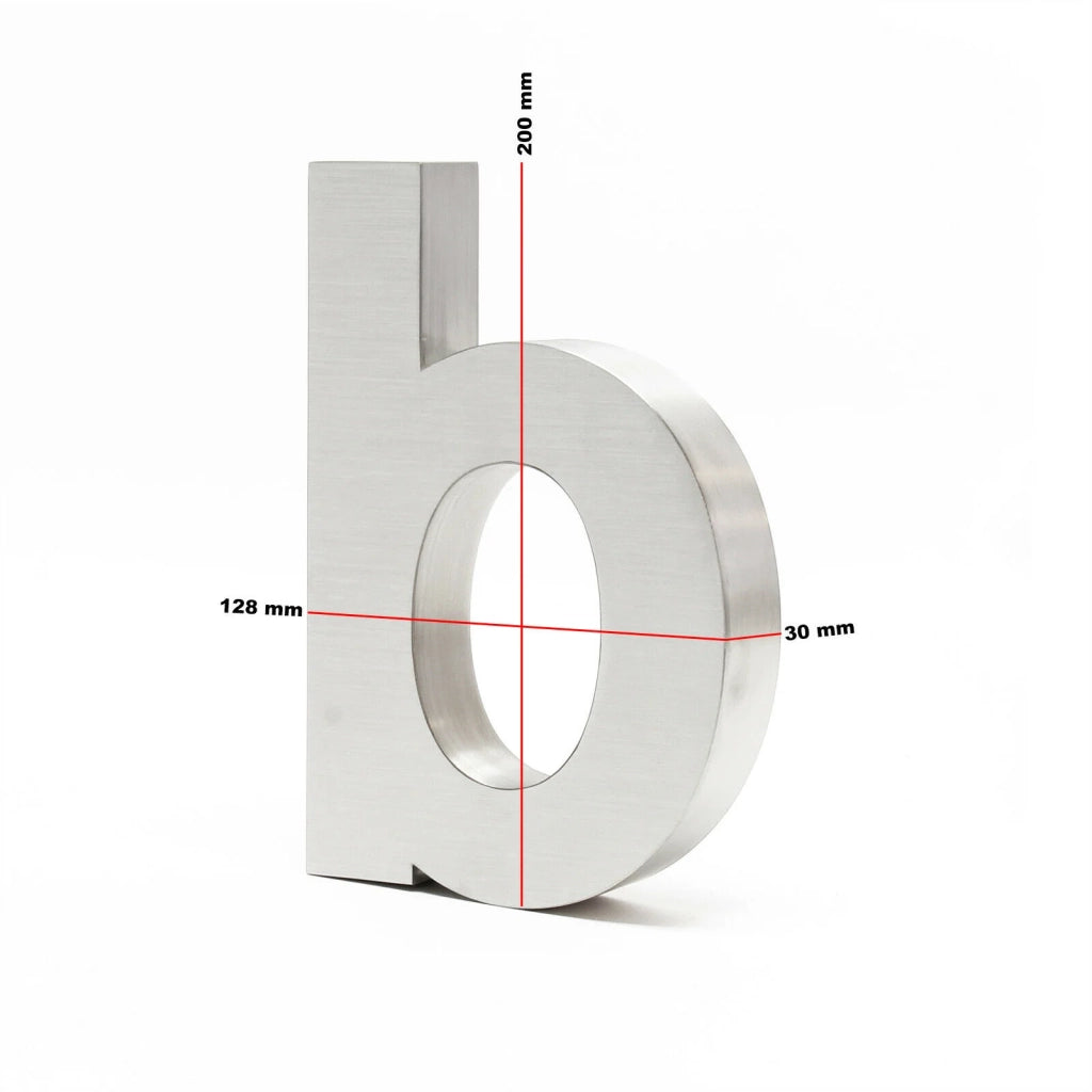 Targa numero civico "b" acciaio sottile 20 cm Arial 3D hardware di montaggio 16_0001435