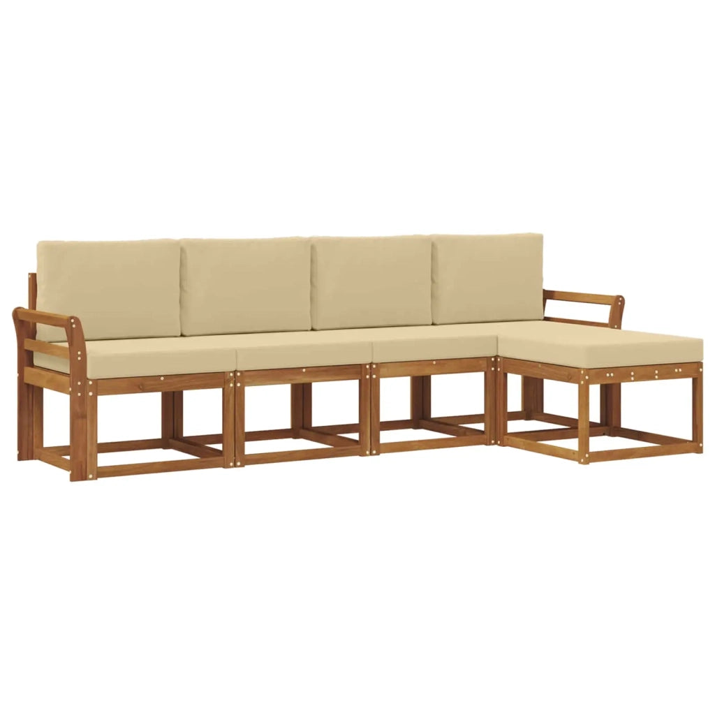Set di divani da esterno con cuscino 5 pcs Naturale e Beige 3366256