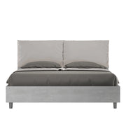 BS COM Letto matrimoniale con rete 160x200 Cemento cuscini similpelle tortora