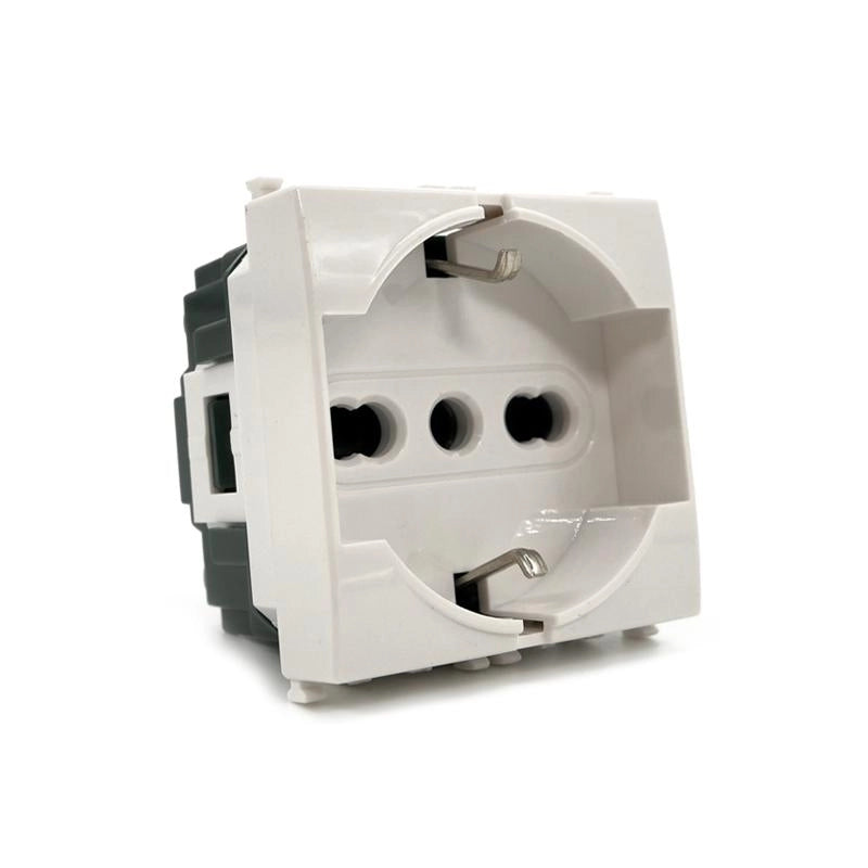PRESA ITALIANA/TEDESCA 'EASY' 10/16A 250V 2P+T - Bianco - EC ELETTROCANALI