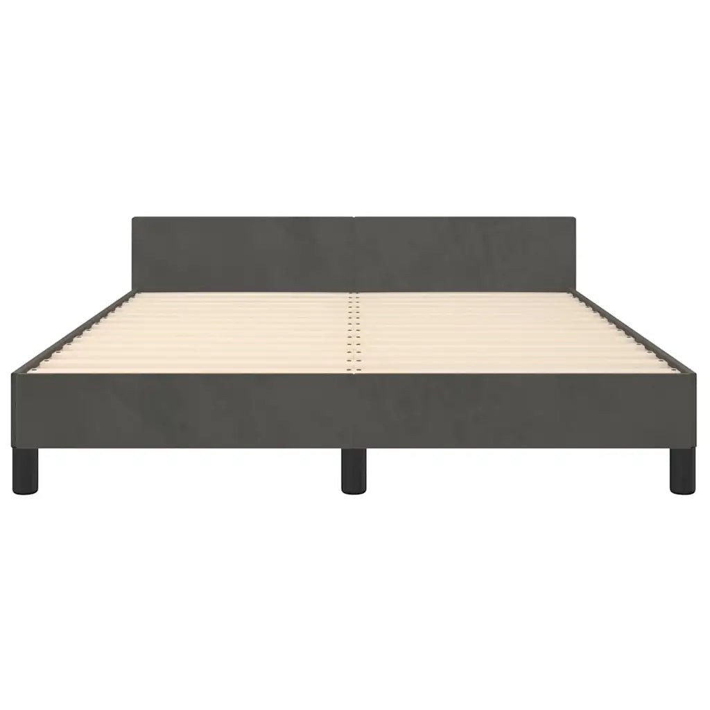 Letto matrimoniale | Letto per adulti | Giroletto senza Materasso Grigio Scuro 140x190 cm Velluto