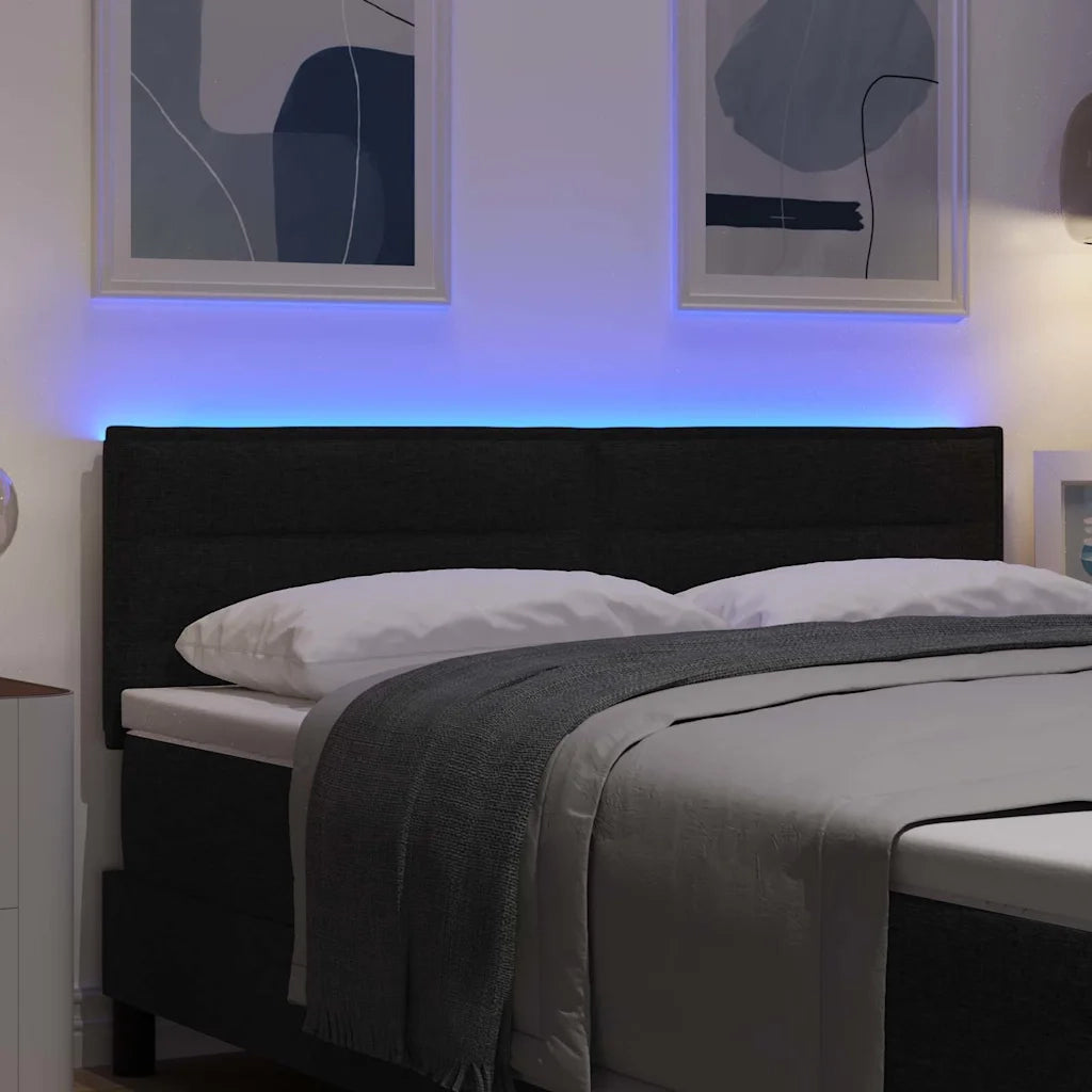 Testiera LED con strisce LED con testiera Nero 160 cm Tessuto 3337994