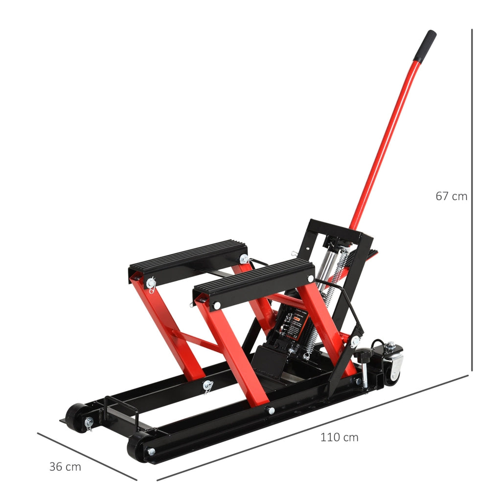 Cric Idraulico per Motocicli e ATV ¨C zephmum ¨C 110x36x67 cm, Nero e Rosso