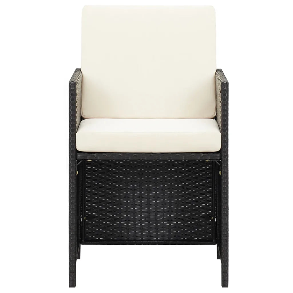 Set da Pranzo da Giardino 21 pz con Cuscini in Polyrattan Nero 3095667