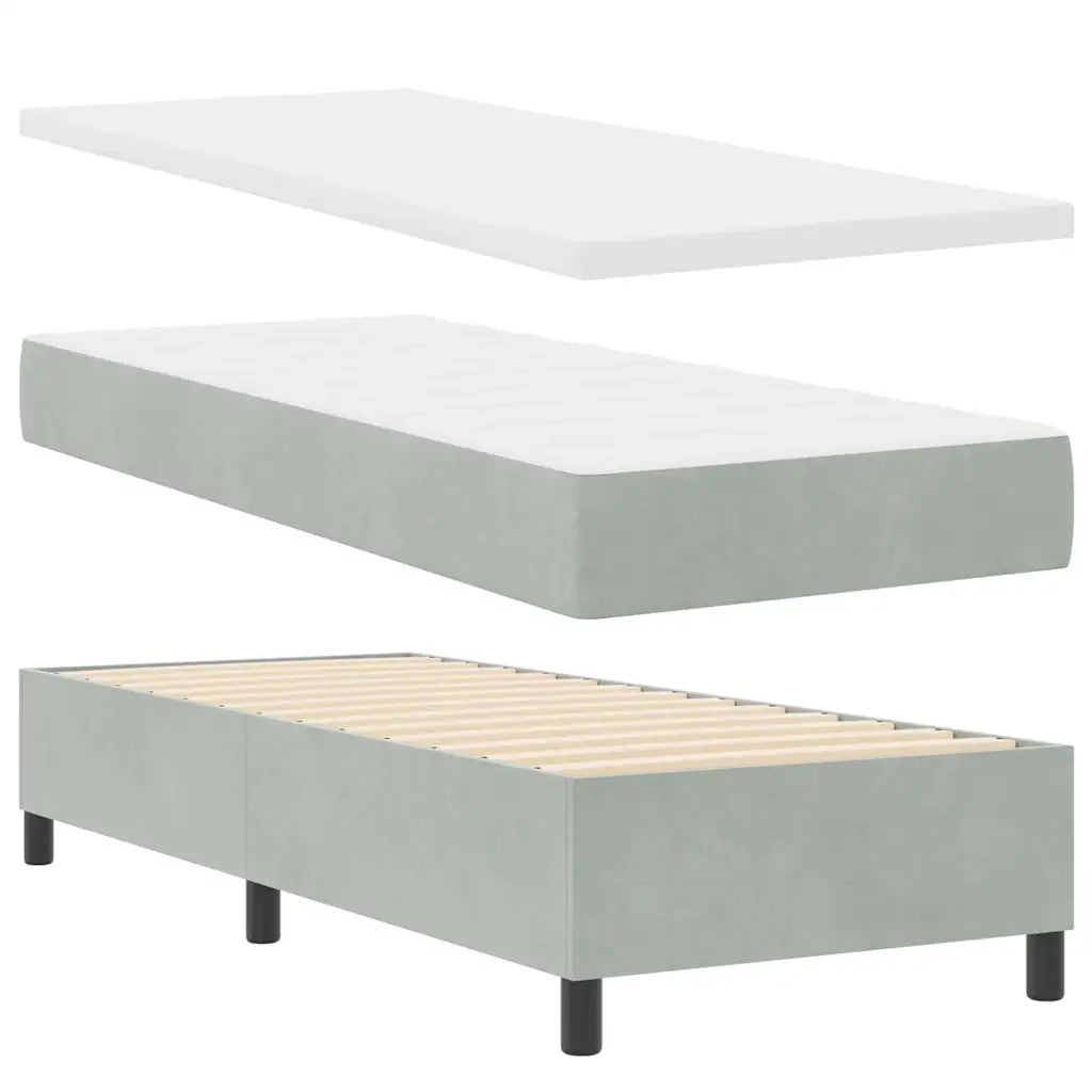 Letto a molle con materasso Grigio chiaro 80 x 200 cm Velluto