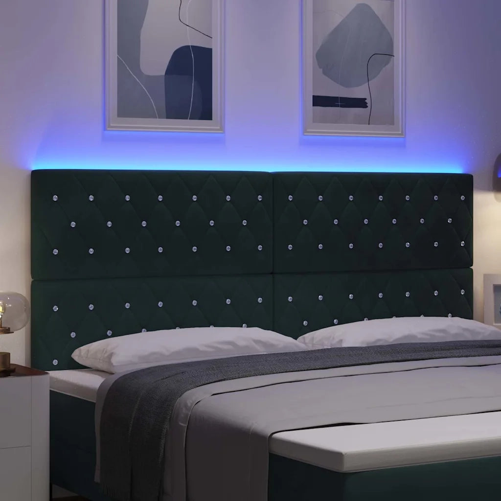 Testiera LED con strisce LED Verde Scuro 200 cm Velluto 3338381