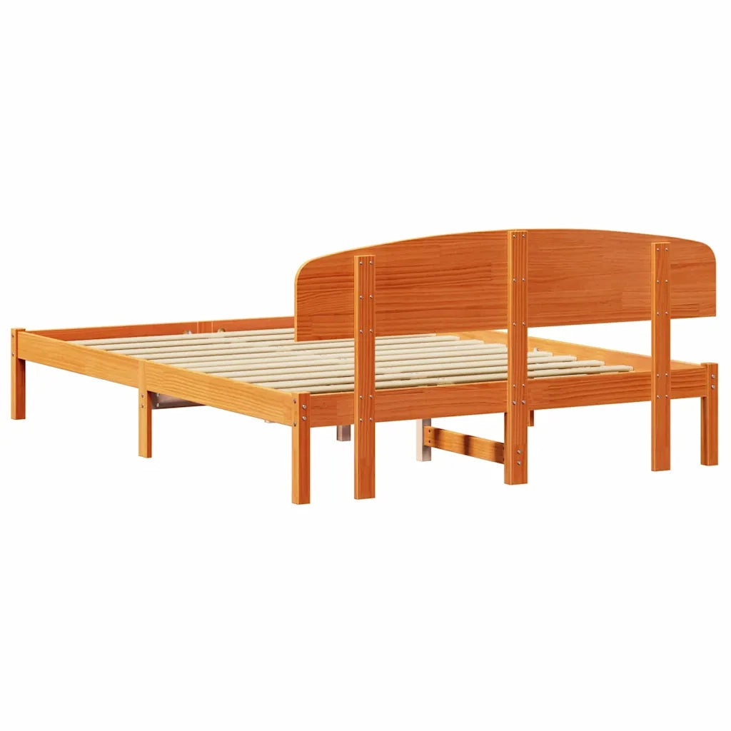 Letto matrimoniale | Letto per adulti | Struttura del letto Marrone cerato 140 x 200 cm Pino massello