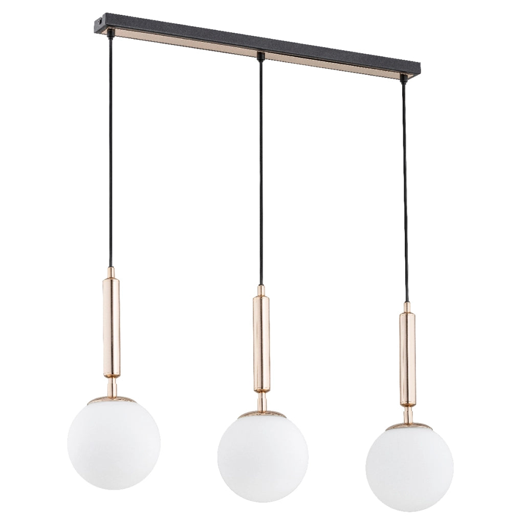 Lampadario moderno nero oro sfere 3 luci E14 VOLDA Alfa