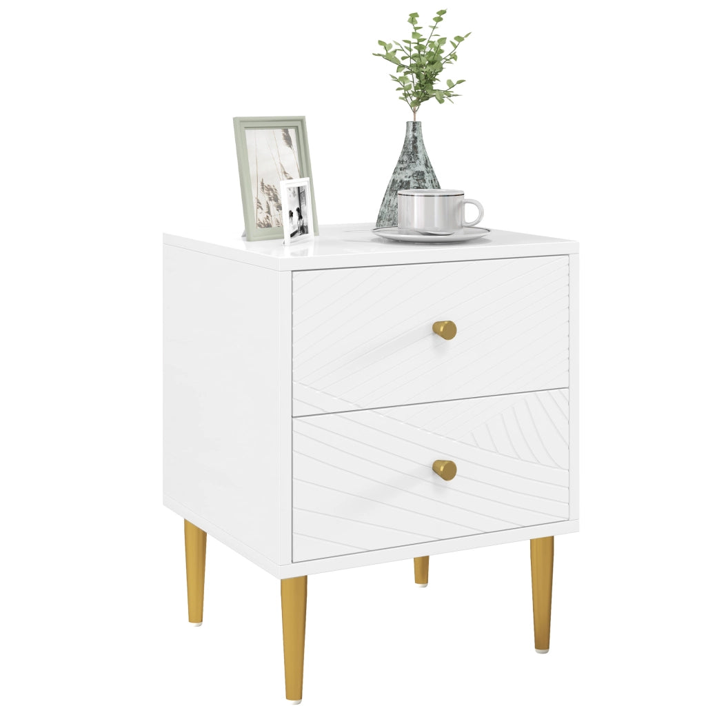 Comodino con 2 cassetti ¨C Minimal ¨C bianco 40x35x50 cm