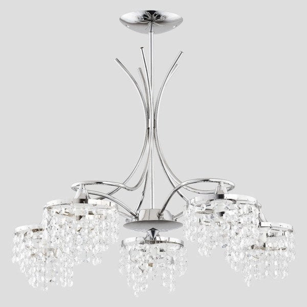 Lampadario cristallo KALIOPA 5 luci E14 cromato Alfa