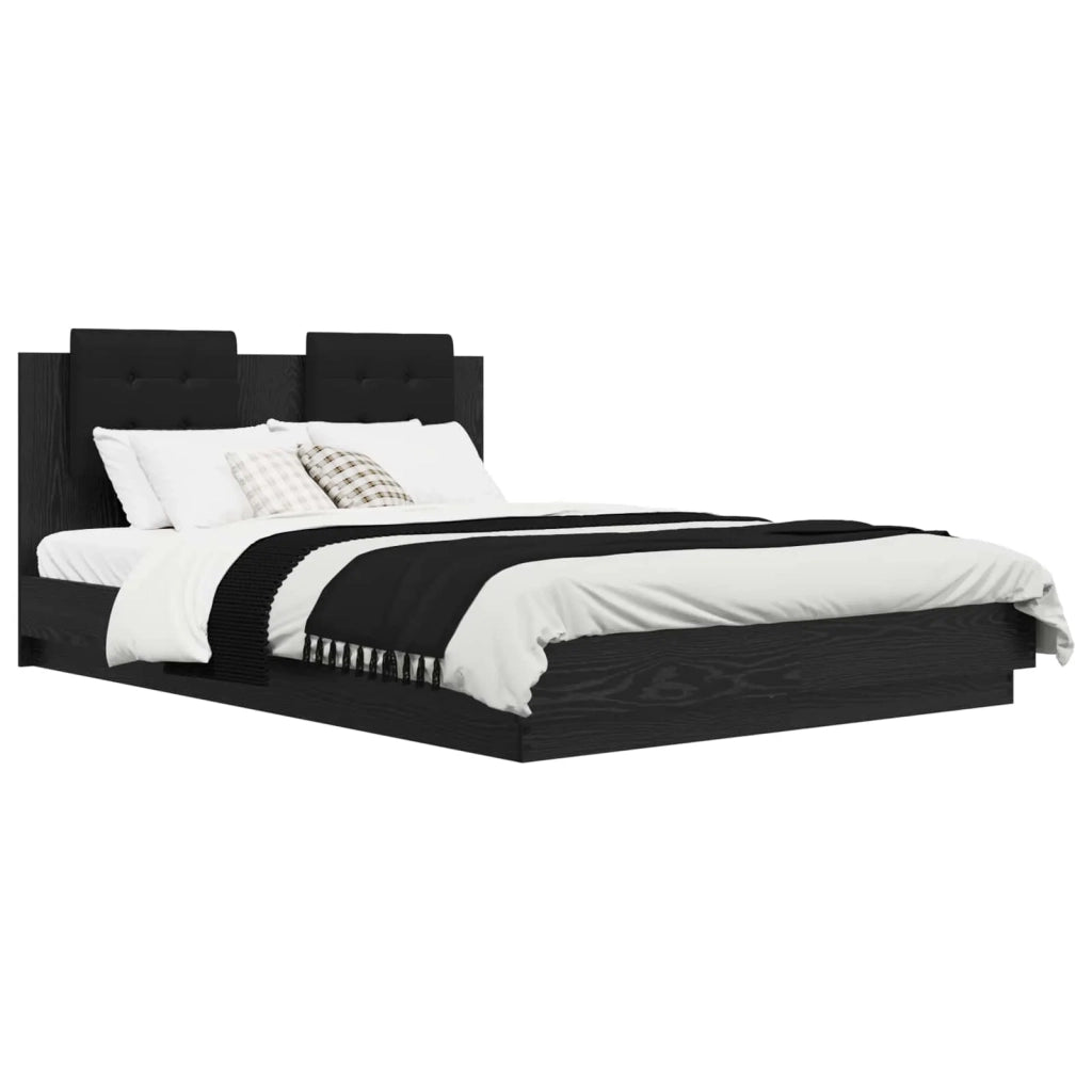 Struttura letto con testata-Giroletto Rovere Nero 120 x 200 cm
