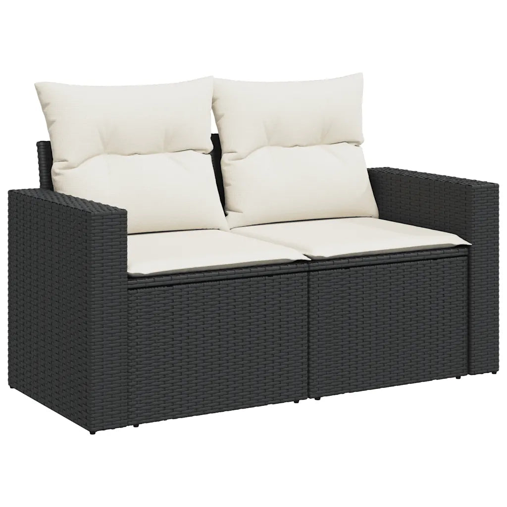Set Divano da Giardino 6 pz con Cuscini Nero in Polyrattan 3267256