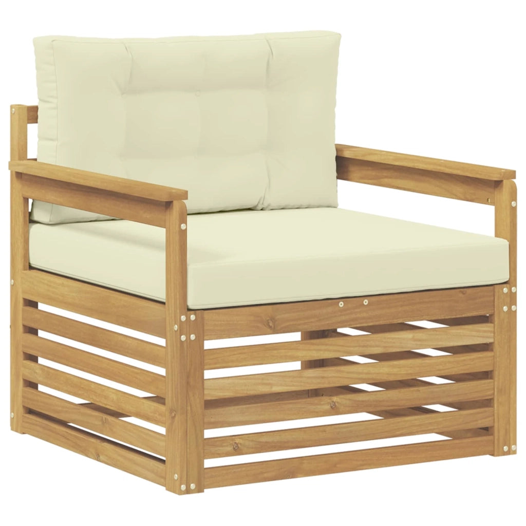 Divano da esterno-Divano da Giardino Poliestere Bianco e crema 333733
