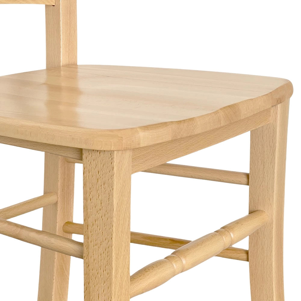 Sedia da sala da pranzo cucina Loris in legno naturale con seduta in massello