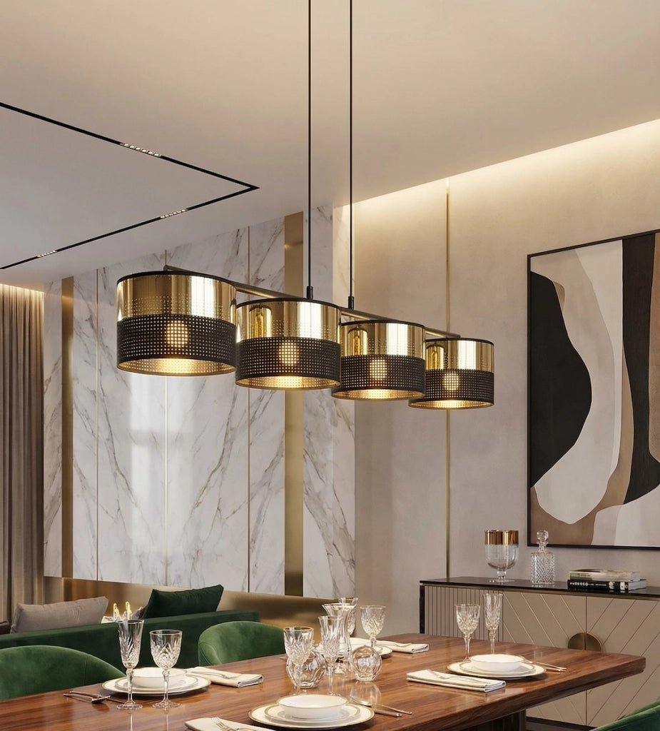 Lampadario LUX Emibig nero oro metallo 4xE27