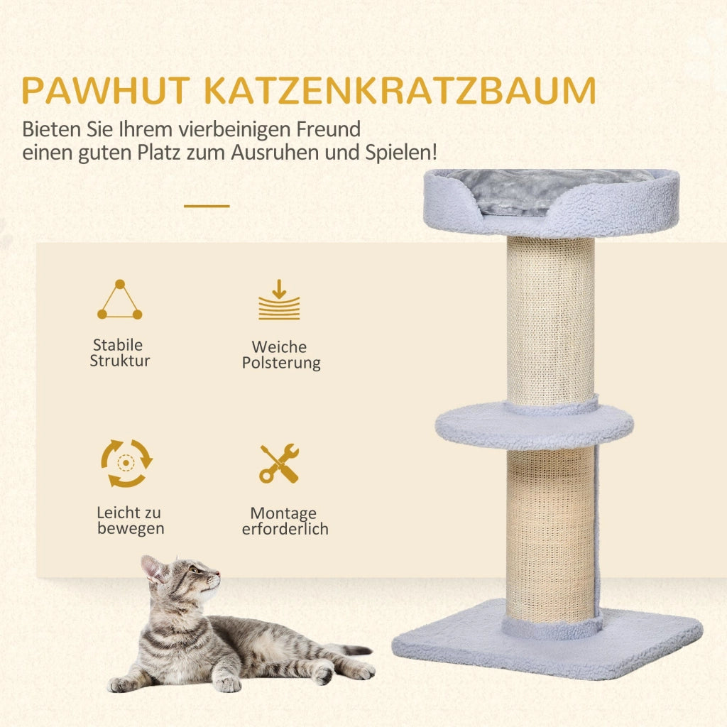 Tiragraffi per Gatti con Piattaforma e Cuscino ¨C Minimal ¨C 91 cm Blu Chiaro