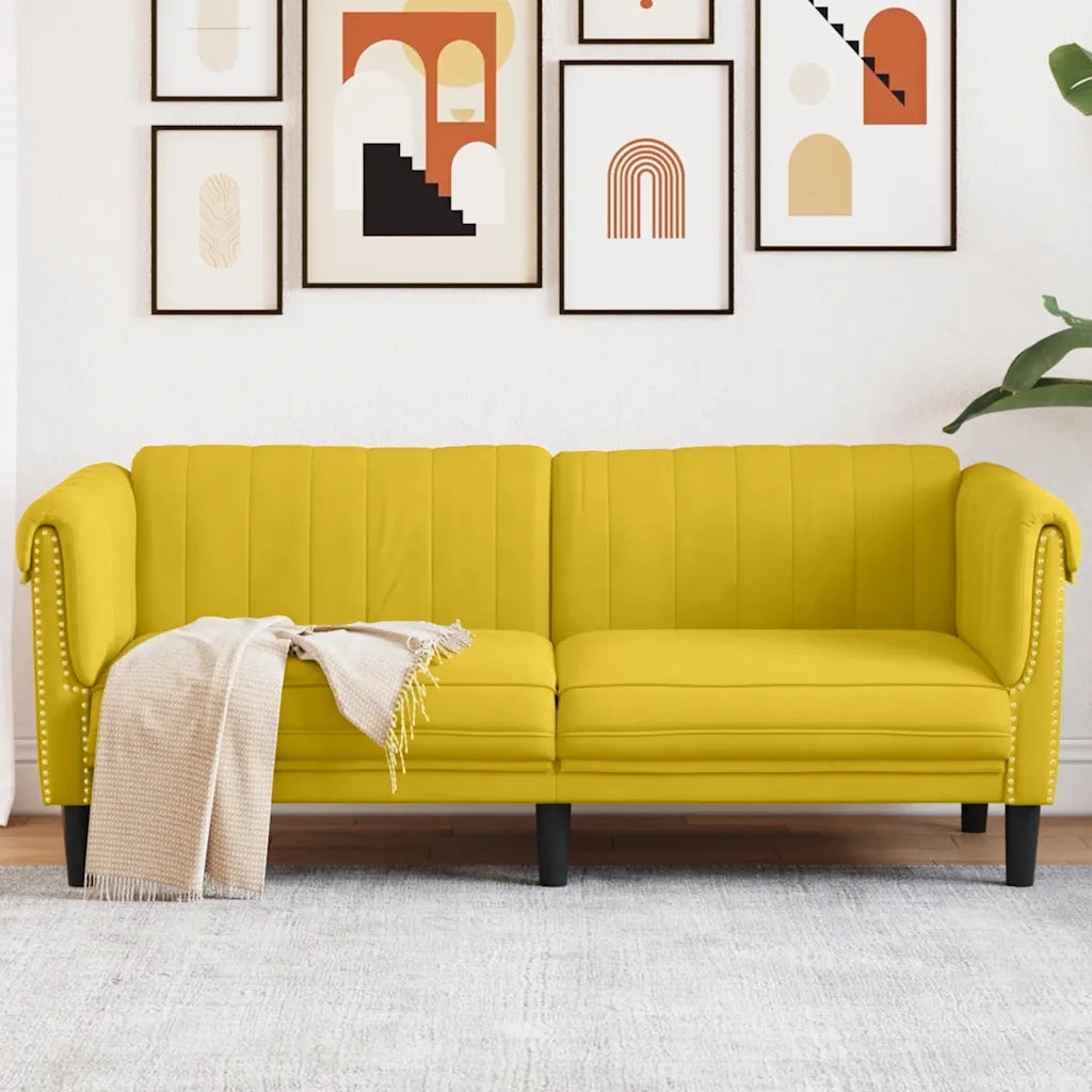 Divano a 2 Posti-Sofa 2 Posti Giallo in Velluto