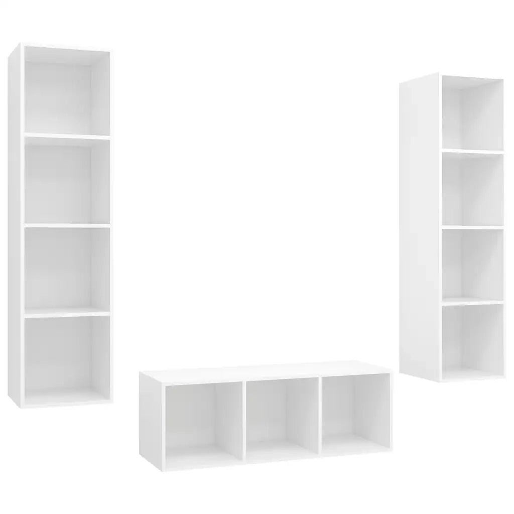 Set Mobili Porta TV 3 pz Bianco in Legno Multistrato 3079754
