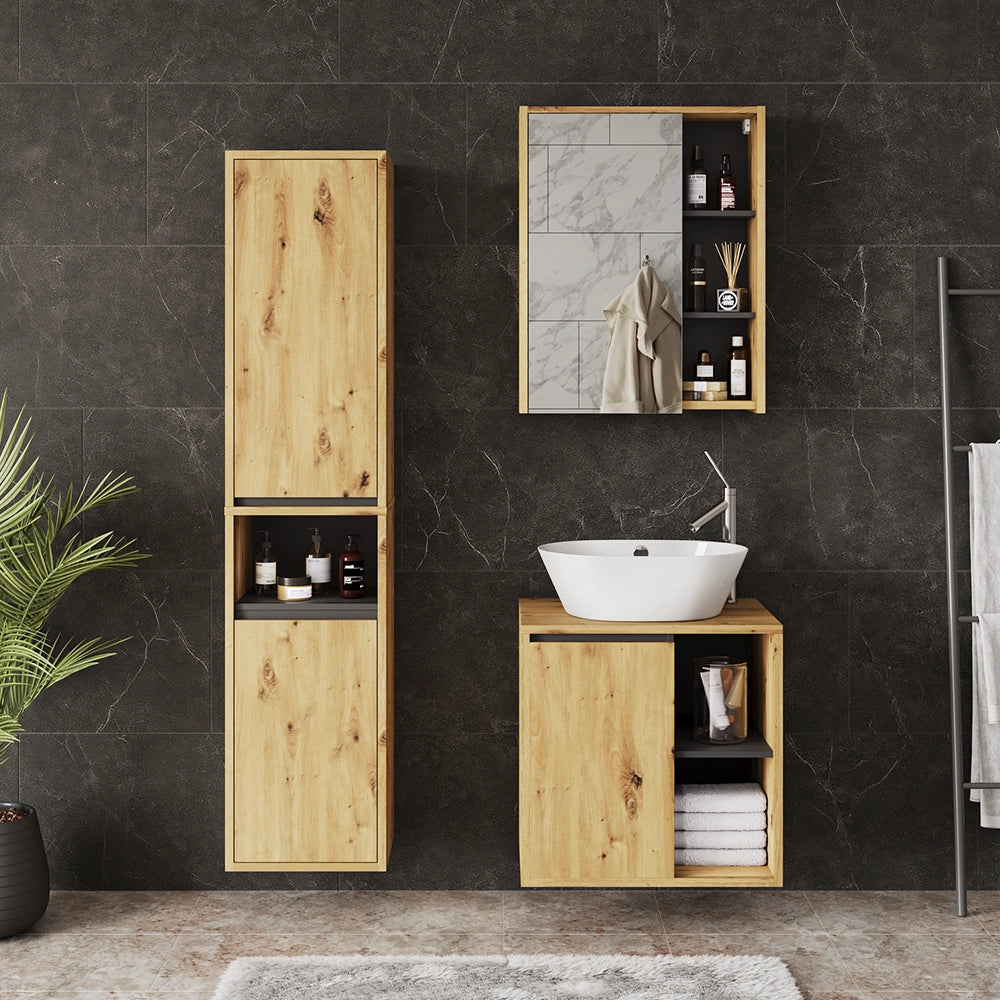 Vicco Set di mobili da bagno Artigiano/grigio 3 parti