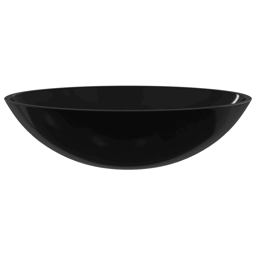 Lavandino in Vetro-Lavabo 50x37x14 cm Nero