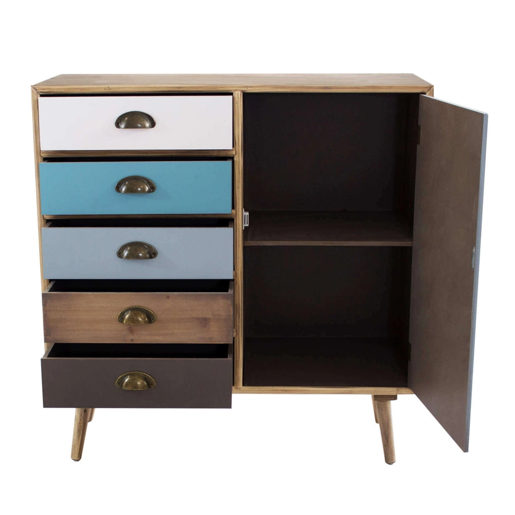 Mobiletto multicolor in Legno MDF cm 80x35x65 - NELSON