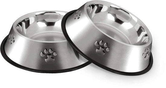 Set di Ciotole Antiscivolo per Cani - Acciaio Inossidabile - Set a 2 pezzi - 26 cm - Adatto per Cani di Grande/Media Taglia - Duraturo e Salutare - Ciotola per Cani
