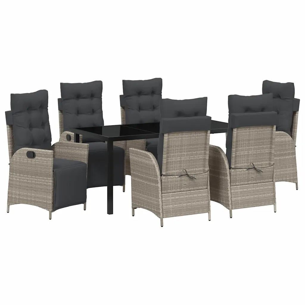 Set da Pranzo per Giardino 7 pcs Grigio chiaro polyrattan